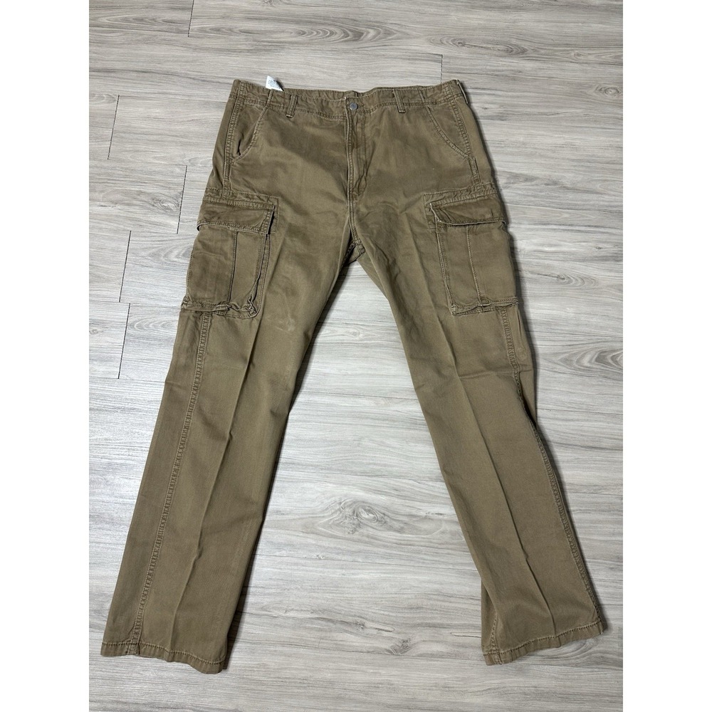 Levi's Cargo Pants Mens 38 x 34 Khaki Cotton Canvas Hiking Safari Pockets‎